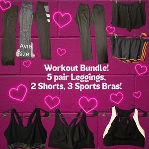 Workout Bundle! 5 Avia Leggings, Avia & Adidas Shorts, and 3 Avia Sports Bras